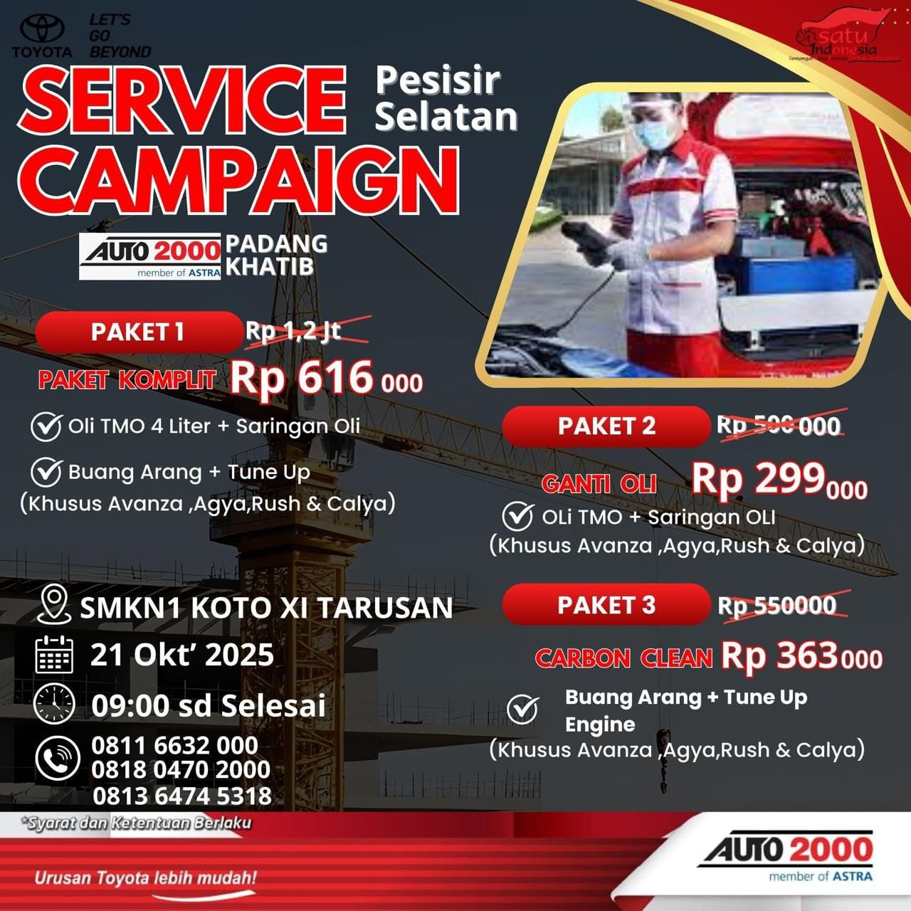 SMKN 1 Koto XI Tarusan & Toyota Auto2000 Gelar Servis Campaign Mobil